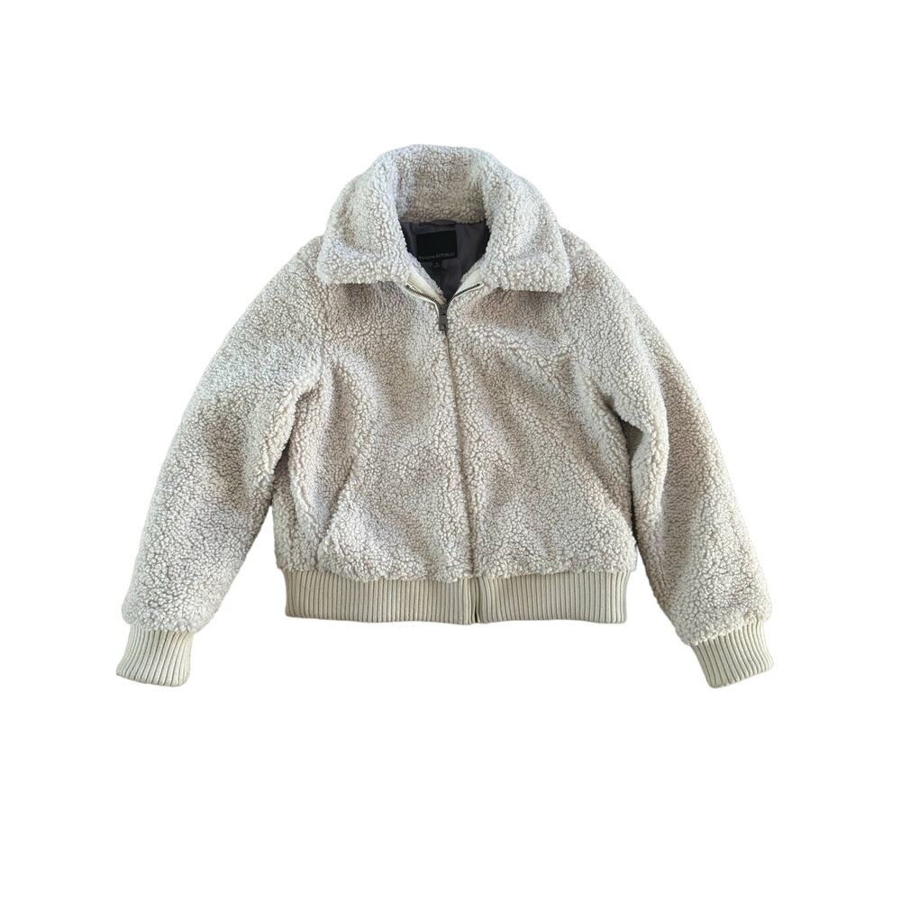 Banana Republic womens Sherpa teddy bomber collared jacket S